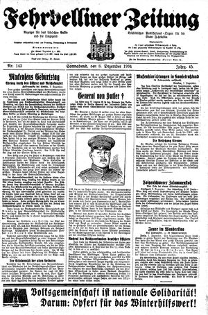 Fehrbelliner Zeitung vom 08.12.1934