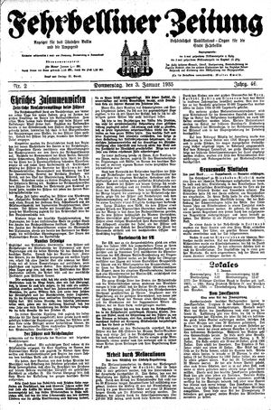 Fehrbelliner Zeitung vom 03.01.1935