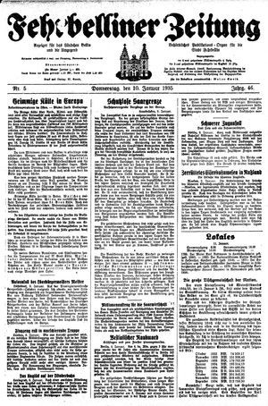 Fehrbelliner Zeitung vom 10.01.1935