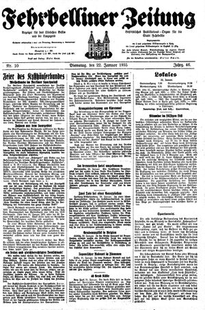 Fehrbelliner Zeitung vom 22.01.1935