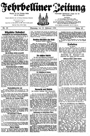 Fehrbelliner Zeitung vom 19.02.1935