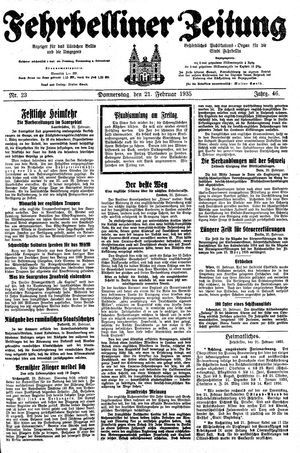 Fehrbelliner Zeitung vom 21.02.1935