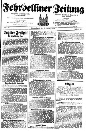 Fehrbelliner Zeitung vom 02.03.1935