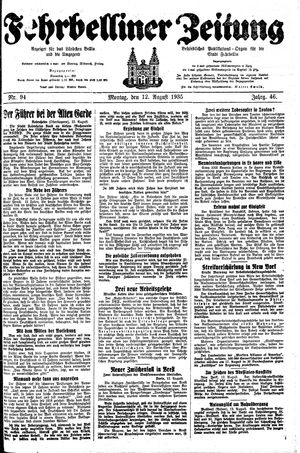 Fehrbelliner Zeitung vom 12.08.1935