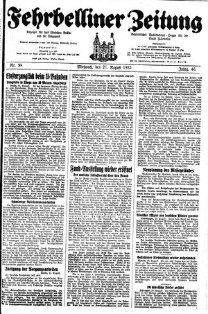 Fehrbelliner Zeitung vom 21.08.1935