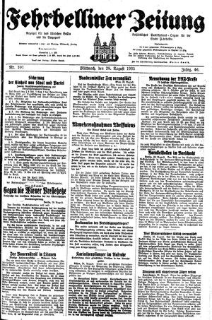 Fehrbelliner Zeitung vom 28.08.1935