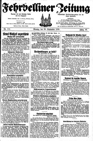 Fehrbelliner Zeitung vom 30.09.1935