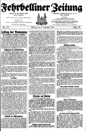 Fehrbelliner Zeitung on Nov 4, 1935