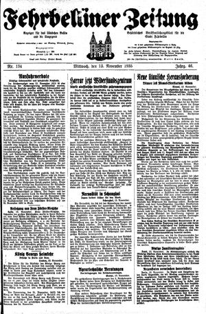 Fehrbelliner Zeitung vom 13.11.1935