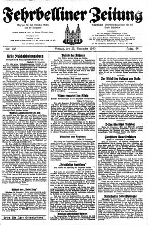 Fehrbelliner Zeitung vom 25.11.1935