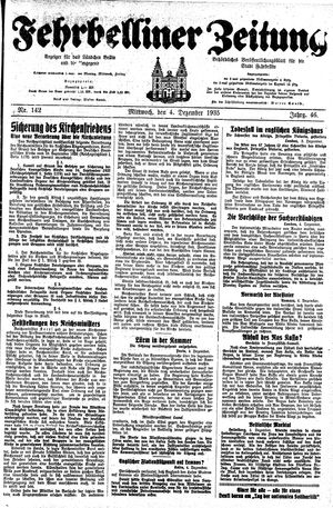 Fehrbelliner Zeitung vom 04.12.1935