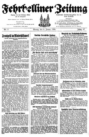 Fehrbelliner Zeitung vom 06.01.1936