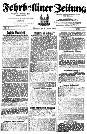 Fehrbelliner Zeitung vom 08.01.1936