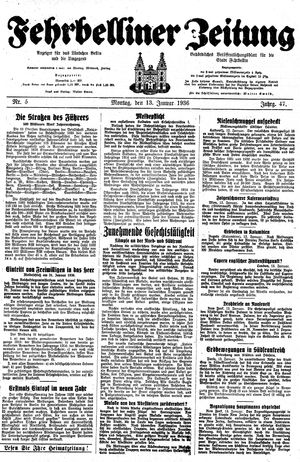 Fehrbelliner Zeitung vom 13.01.1936