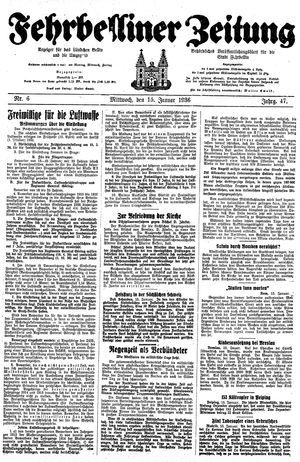 Fehrbelliner Zeitung vom 15.01.1936