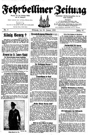 Fehrbelliner Zeitung vom 22.01.1936