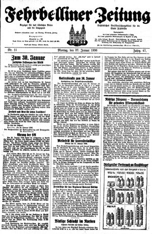 Fehrbelliner Zeitung vom 27.01.1936