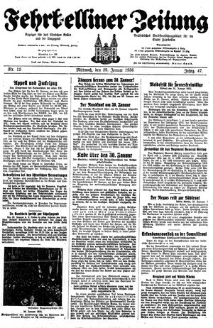 Fehrbelliner Zeitung vom 29.01.1936