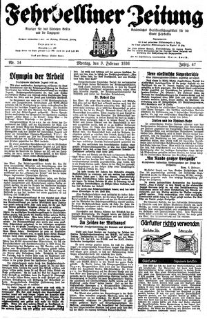 Fehrbelliner Zeitung vom 03.02.1936
