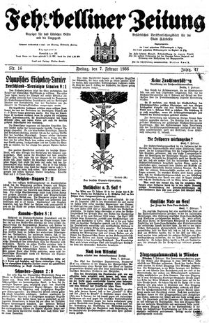 Fehrbelliner Zeitung vom 07.02.1936