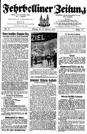 Fehrbelliner Zeitung vom 10.02.1936