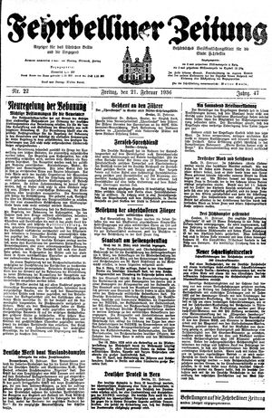 Fehrbelliner Zeitung vom 21.02.1936