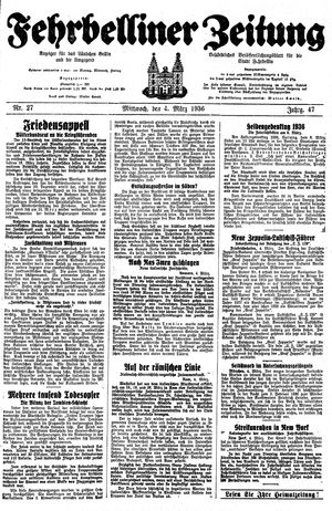 Fehrbelliner Zeitung vom 04.03.1936