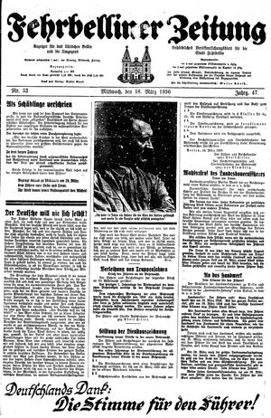Fehrbelliner Zeitung vom 18.03.1936