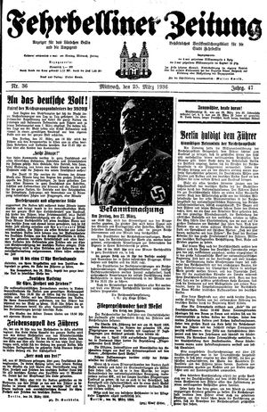 Fehrbelliner Zeitung vom 25.03.1936