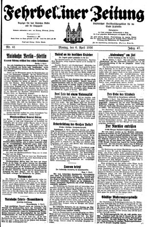 Fehrbelliner Zeitung vom 06.04.1936