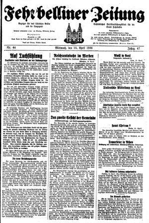 Fehrbelliner Zeitung vom 15.04.1936