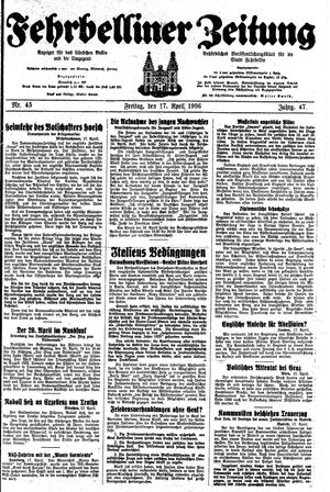 Fehrbelliner Zeitung vom 17.04.1936