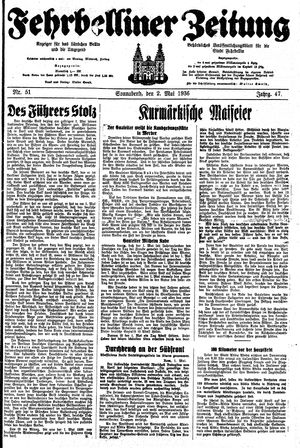 Fehrbelliner Zeitung vom 02.05.1936