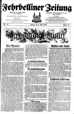 Fehrbelliner Zeitung vom 08.05.1936