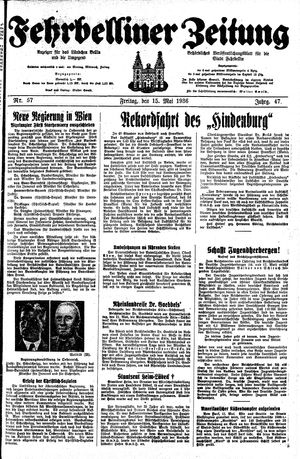 Fehrbelliner Zeitung vom 15.05.1936