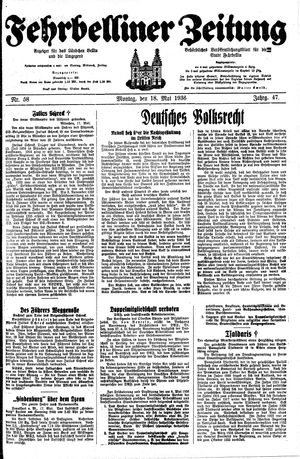 Fehrbelliner Zeitung vom 18.05.1936