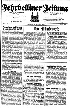 Fehrbelliner Zeitung vom 20.05.1936