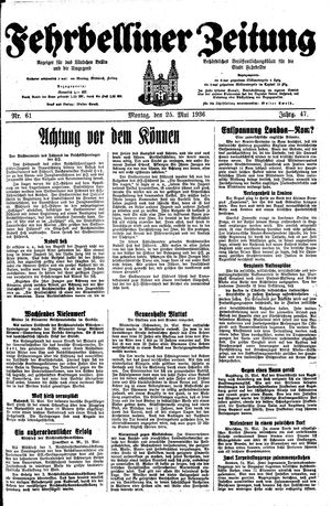 Fehrbelliner Zeitung vom 25.05.1936