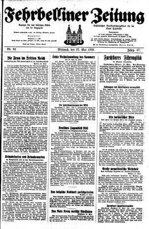 Fehrbelliner Zeitung vom 27.05.1936