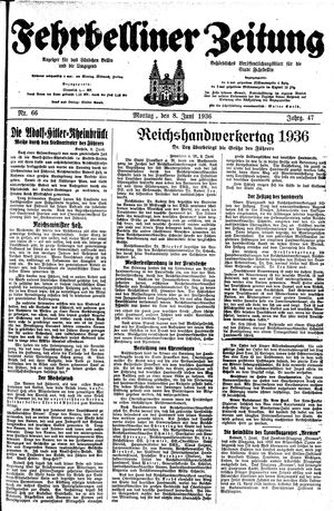 Fehrbelliner Zeitung vom 08.06.1936
