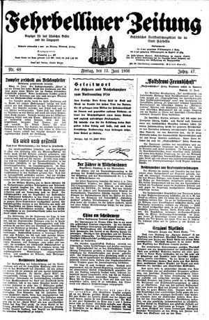 Fehrbelliner Zeitung vom 12.06.1936