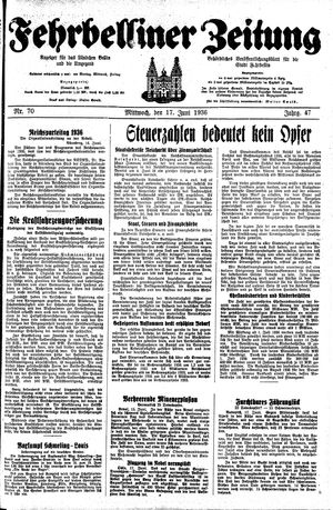 Fehrbelliner Zeitung vom 17.06.1936