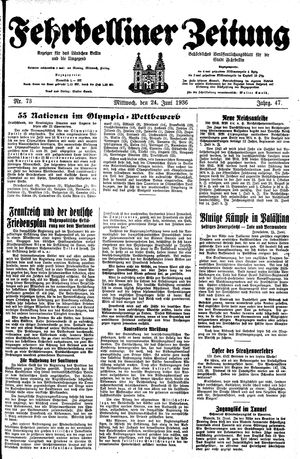 Fehrbelliner Zeitung vom 24.06.1936