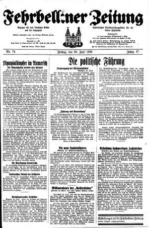 Fehrbelliner Zeitung vom 26.06.1936