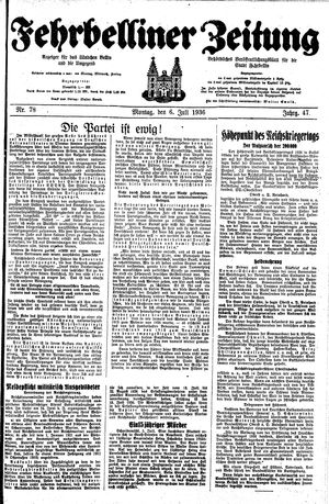 Fehrbelliner Zeitung vom 06.07.1936