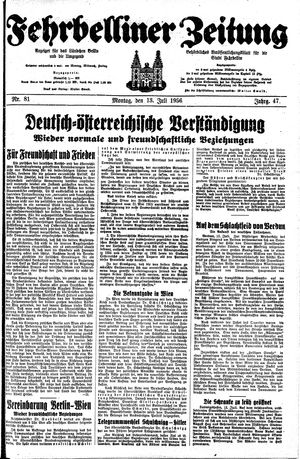 Fehrbelliner Zeitung vom 13.07.1936