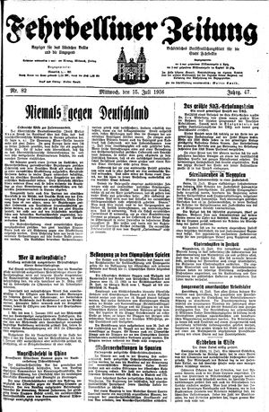 Fehrbelliner Zeitung vom 15.07.1936