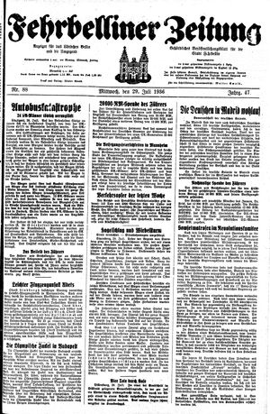 Fehrbelliner Zeitung vom 29.07.1936