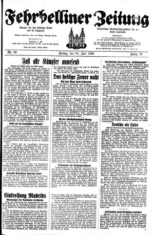 Fehrbelliner Zeitung vom 31.07.1936