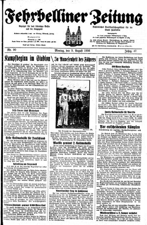 Fehrbelliner Zeitung vom 03.08.1936